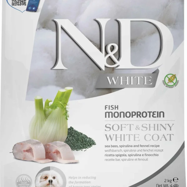 Pienso FARMINA ND White Dog Lubina Spirulina Mini 2kg: Nutrición Premium para Perros Pequeños