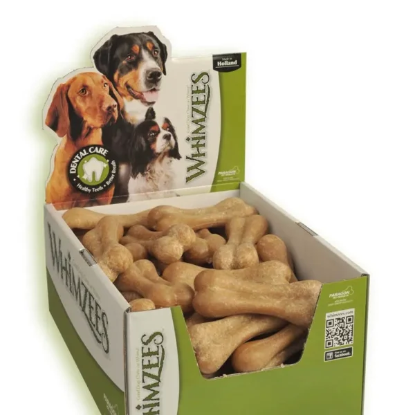 Caja de 23 Huesos de Arroz WHIMZEES para Perros Grandes L/XL – Mejora Dental y Diversión Asegurada