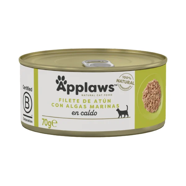 Applaws Cat Lata Atún con Alga 24x70g – Alimento Húmedo Natural para Gatos, Sin Aditivos, Ingredientes Sostenibles