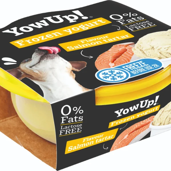 YOW UP Yogur Helado de Salmón para Gatos - Caja Display 12x110g - Alimento Húmedo Saludable