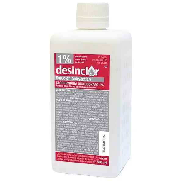 CLORHEXIDINA SOLUCION 1% 500ML DESINCLOR ROSA 1UD