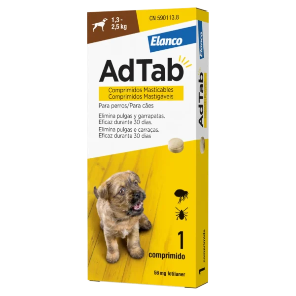 ADTAB PERRO 56MG 1,3-2,5KG MASTICABLE 1 Comprimido
