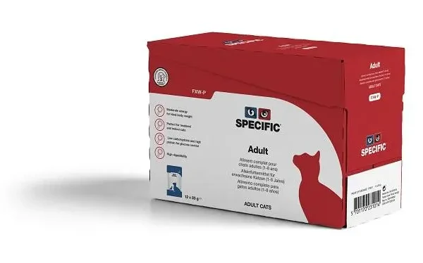 Alimento para Gatos Adultos SPECIFIC FELINE FXW-P: Pack de 12 Sobres de 85g Nutritivos